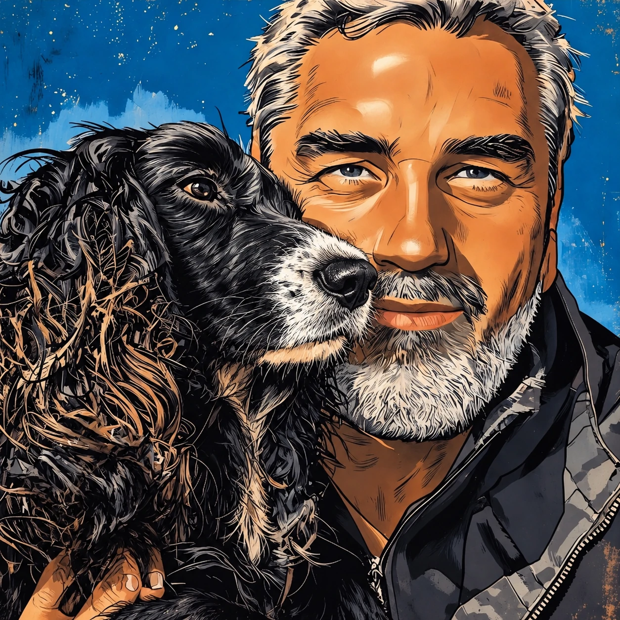 Illustrated portrait of Paul with oReo for PawSome Rambling