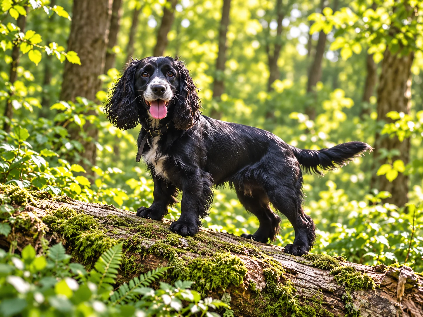 Illustration of oReo exploring on a mossy woodland log