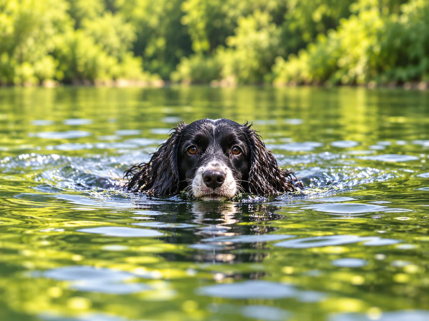 Illustration of oReo swimming in a lake
