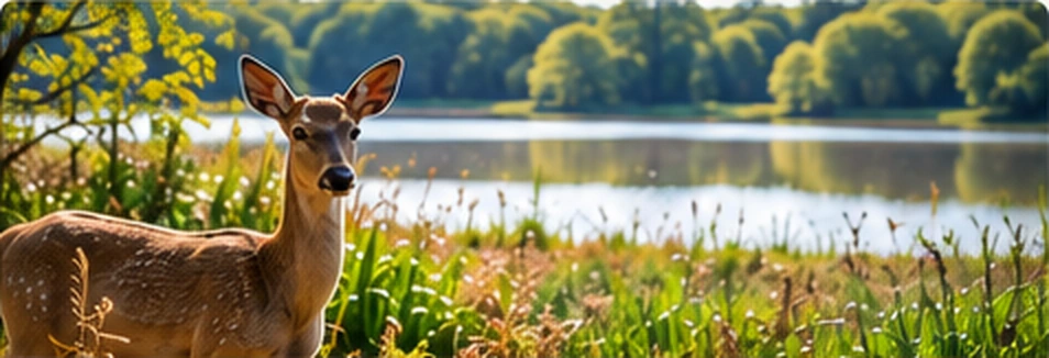 Illustrative deer in woodland